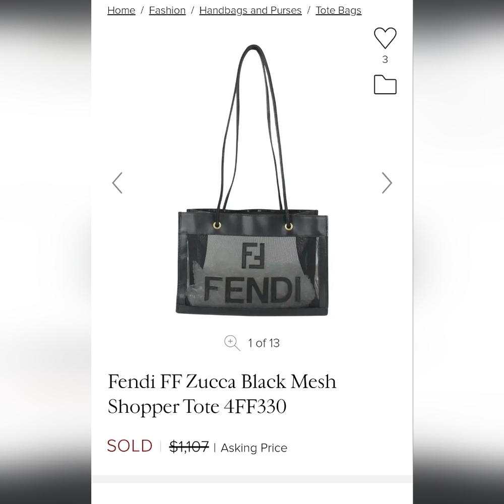 Fendi FF Zucca Black Mesh Shopper Tote- Authentication certificate included - Picture 7 of 11